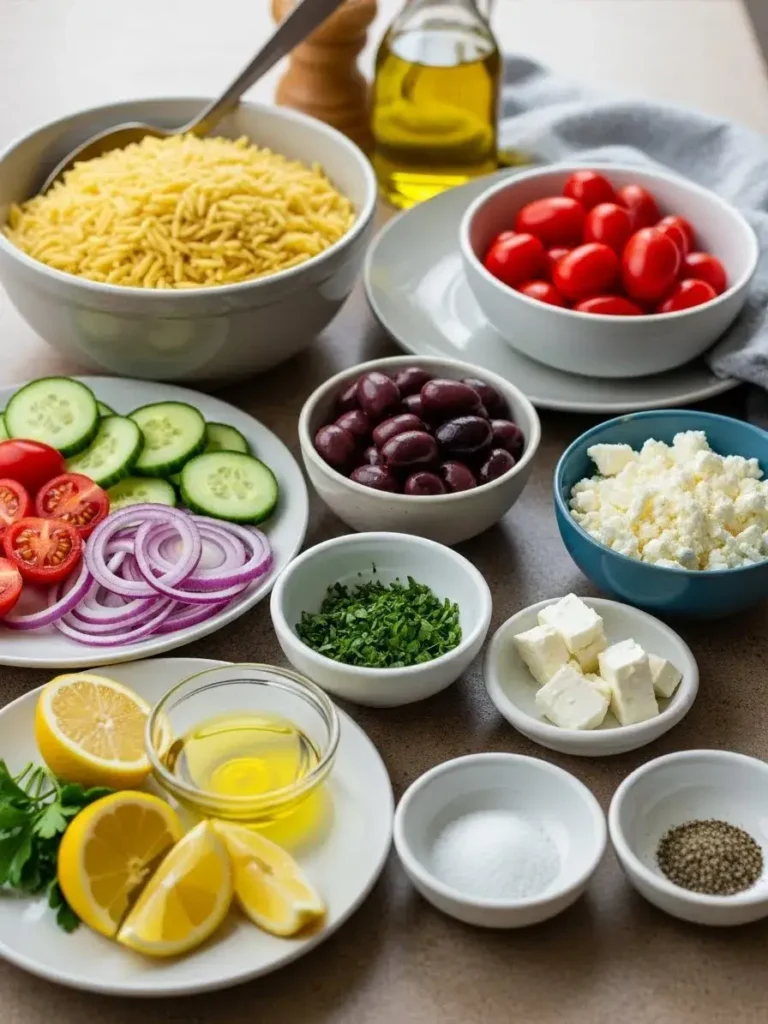 Ingredient for greek orzo salad