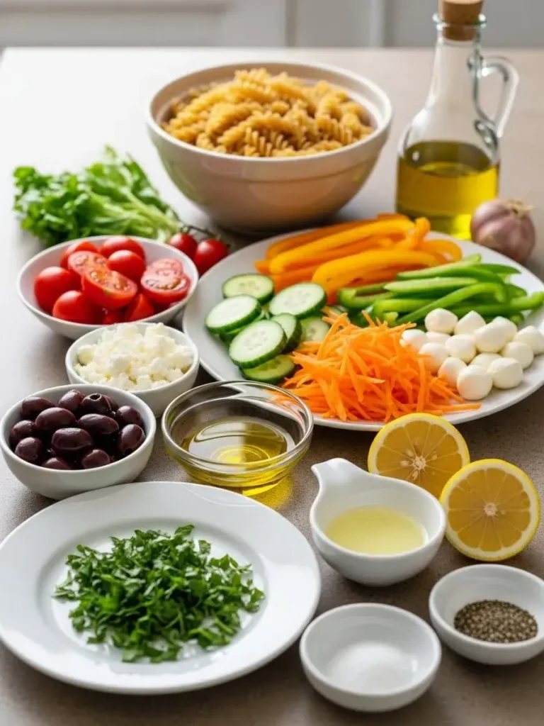 Ingredients for Healthy Pasta Salad